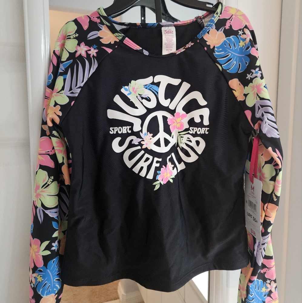 Justice Black Floral 2 Piece Swimsuit